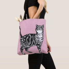 Bolso De Tela Chicas rosados lindo habitación Tabby Cat Grocery 