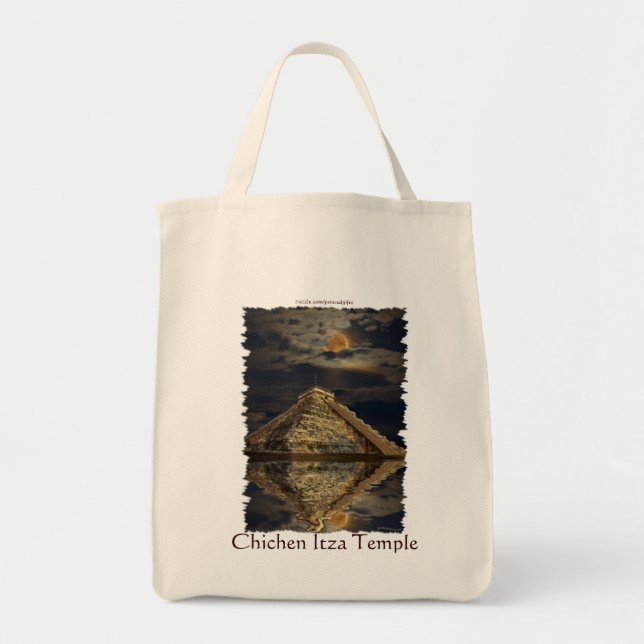 Bolso De Tela Chichen Maya Itza Temple & Moon Tote Bag (Frente)