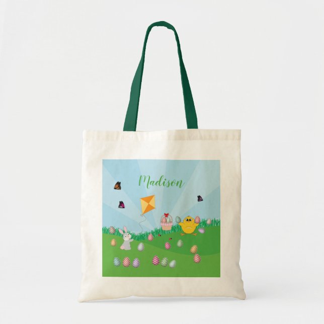 Bolso De Tela Chick de conejita de caza personalizada de huevos  (Frente)