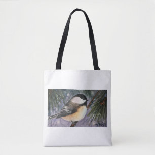 Bolso De Tela Chickadee en el tote de la rama