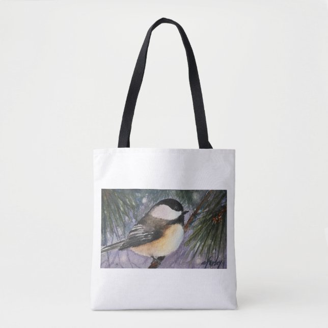 Bolso De Tela Chickadee en el tote de la rama (Anverso)