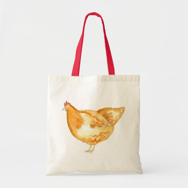 Bolso De Tela Chicken Hen Watercolor (Frente)