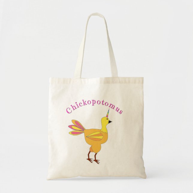 Bolso De Tela Chickopotomus - el pollo del unicornio (Frente)