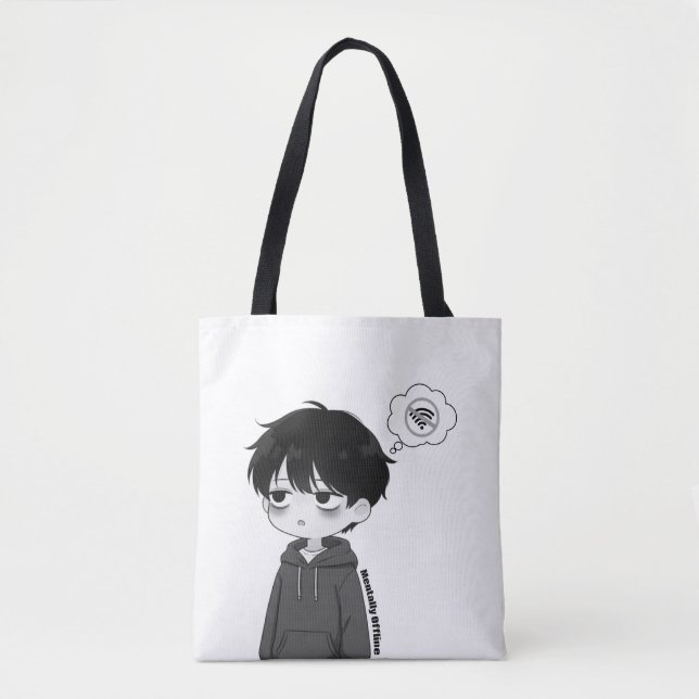 Bolso De Tela Chico Chibi Desconectado Mentalmente (Anverso)