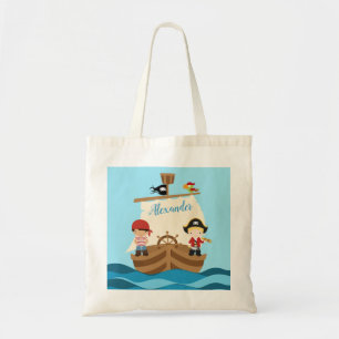 Bolso De Tela Chicos piratas y un nombre personalizado de gran b
