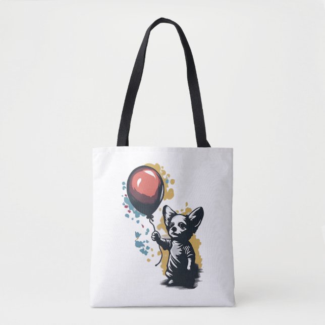 Bolso De Tela Chihuahua Balloon Cute Dog Chiwawa Funny (Anverso)