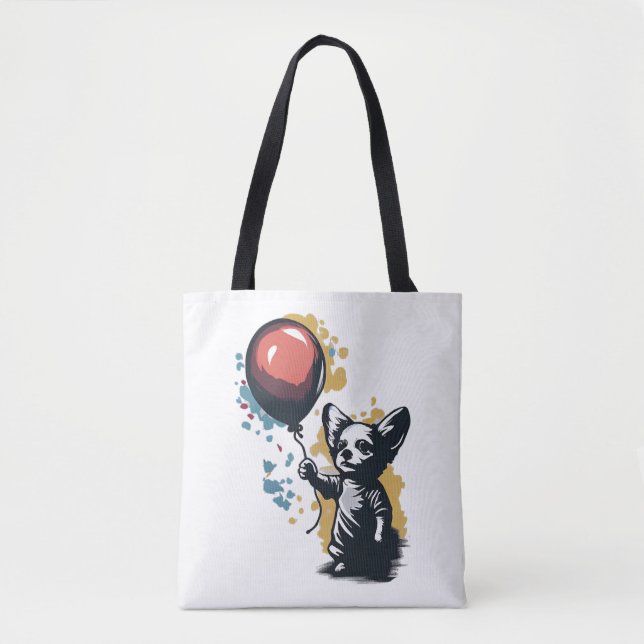 Bolso De Tela Chihuahua Balloon Cute Dog Chiwawa Funny (Anverso)