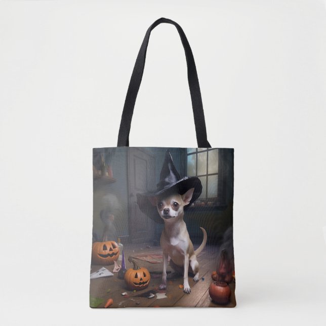 Bolso De Tela Chihuahua Calabazas de Halloween (Anverso)