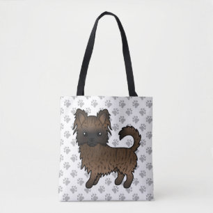 Bolso De Tela Chihuahua Cartoon Perro y Patas de Pelaje Largo Ma