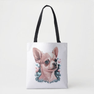 Bolso De Tela Chihuahua Cute Dog, hermosa Chica de flores