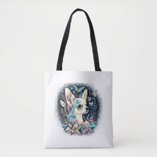 Bolso De Tela Chihuahua Cute Dog, hermosa Chica de flores