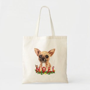 Bolso De Tela Chihuahua de acuarela Noel Navidad