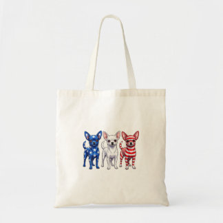 Bolso De Tela Chihuahua de mujer bandera americana 4 de julio