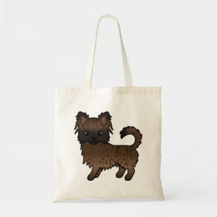 Bolso De Tela Chihuahua de pelaje largo atigrado perro de dibujo