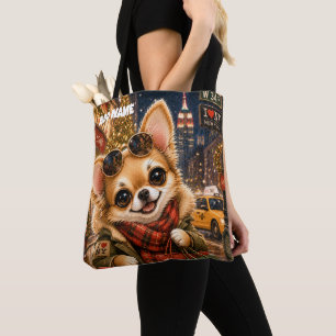 Bolso De Tela Chihuahua en compras navideñas en NY