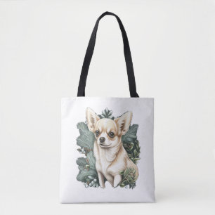 Bolso De Tela Chihuahua Feliz Navidad X-Mas Tree Cute