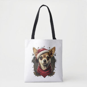 Bolso De Tela Chihuahua Feliz Navidad X-Mas Tree Cute