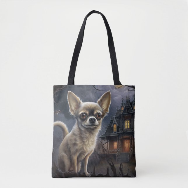 Bolso De Tela chihuahua Halloween Scary (Anverso)