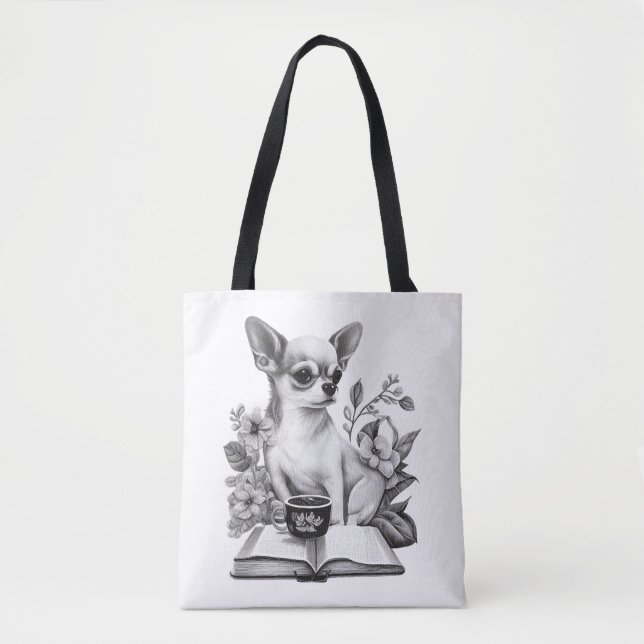 Bolso De Tela Chihuahua libro de lectura de té para café (Anverso)