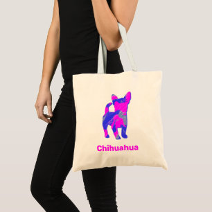 Bolso De Tela Chihuahua Loca Rosa caliente y Azul