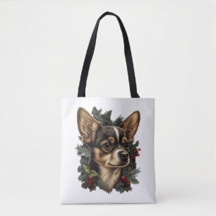 Bolso De Tela Chihuahua Merry Christmas Xmas Tree Cute Dog