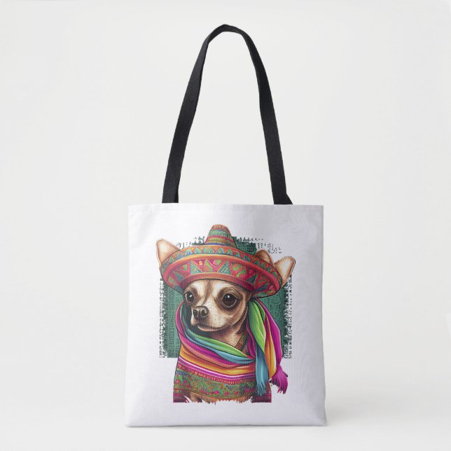 Bolso De Tela Chihuahua México Cinco de Mayo Perro gracioso (Anverso)