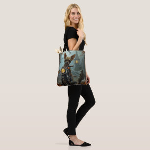 Bolso De Tela Chihuahua montando motocicleta Halloween espantoso