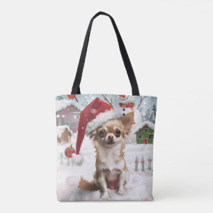 Bolso De Tela Chihuahua País de las Maravillas de Invierno Alegr