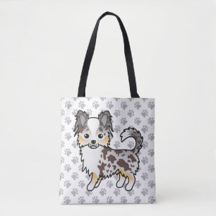 Bolso De Tela Chihuahua perro de capa larga Merle de chocolate y