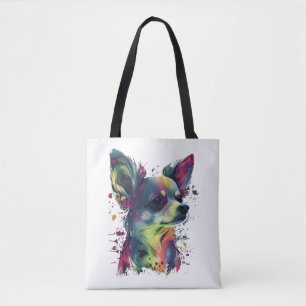 Bolso De Tela Chihuahua Resumen Pintura Color Cute Perro