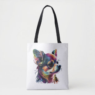 Bolso De Tela Chihuahua Resumen Pintura Color Cute Perro