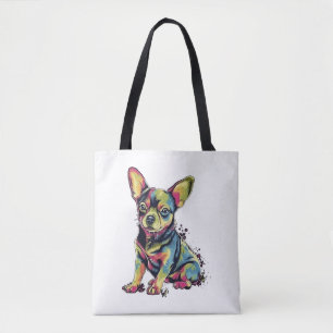 Bolso De Tela Chihuahua Resumen Pintura Color Cute Perro