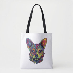 Bolso De Tela Chihuahua Resumen Pintura Color Cute Perro