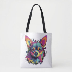 Bolso De Tela Chihuahua Resumen Pintura Color Cute Perro