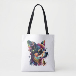 Bolso De Tela Chihuahua Resumen Pintura Color Cute Perro