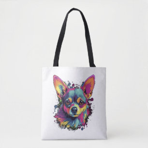 Bolso De Tela Chihuahua Resumen Pintura Color Cute Perro