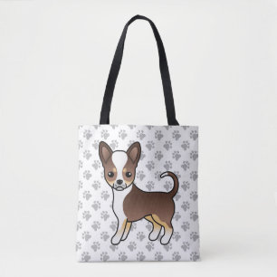 Bolso De Tela Chihuahua Tricolor de Pelo Liso de Chocolate & Pat