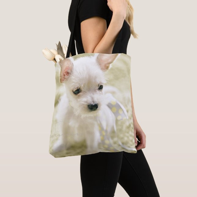 Bolso De Tela Chihuahua y perrito maltés (Detalle)