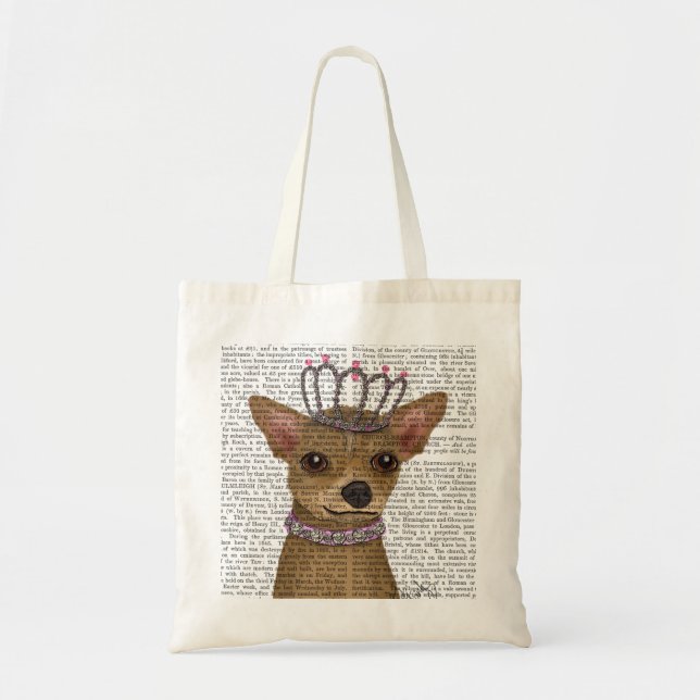 Bolso De Tela Chihuahua Y Tiara (Frente)