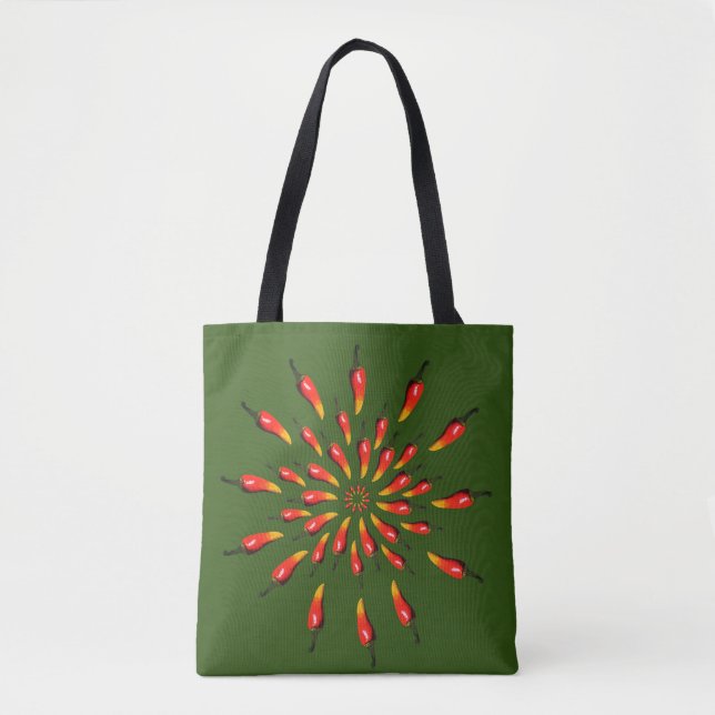 Bolso De Tela Chili Peppers Mandala Art (Anverso)