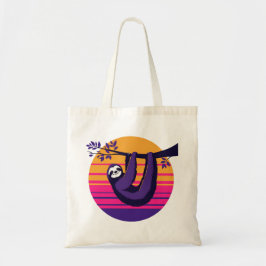 Bolso De Tela Chill Like a Sloth - Retro Sunset Sloth