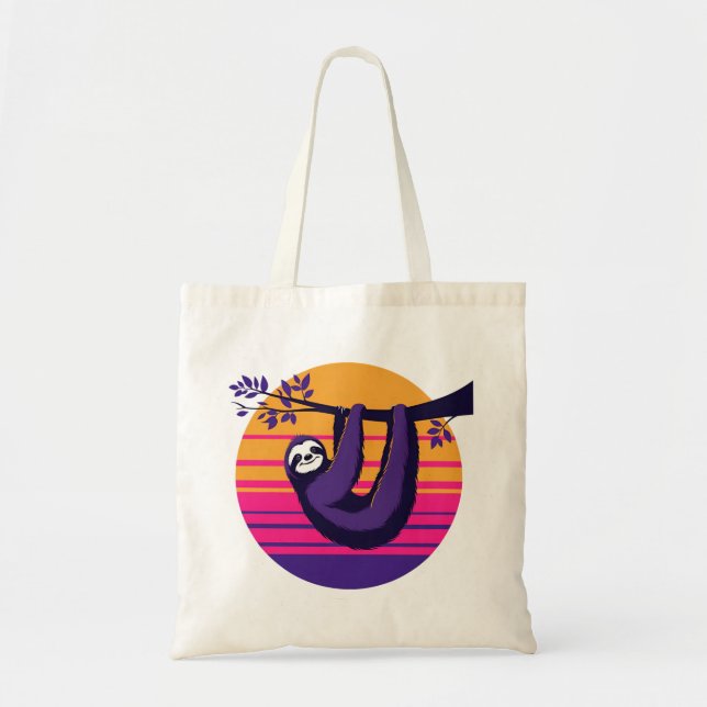 Bolso De Tela Chill Like a Sloth - Retro Sunset Sloth (Frente)