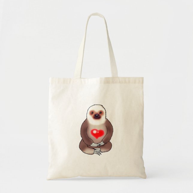 Bolso De Tela Chill Sloth con el corazón brillante (Frente)