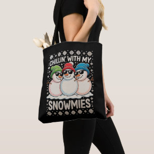 Bolso De Tela Chillin con mis Navidades de Snowmies navideños fe