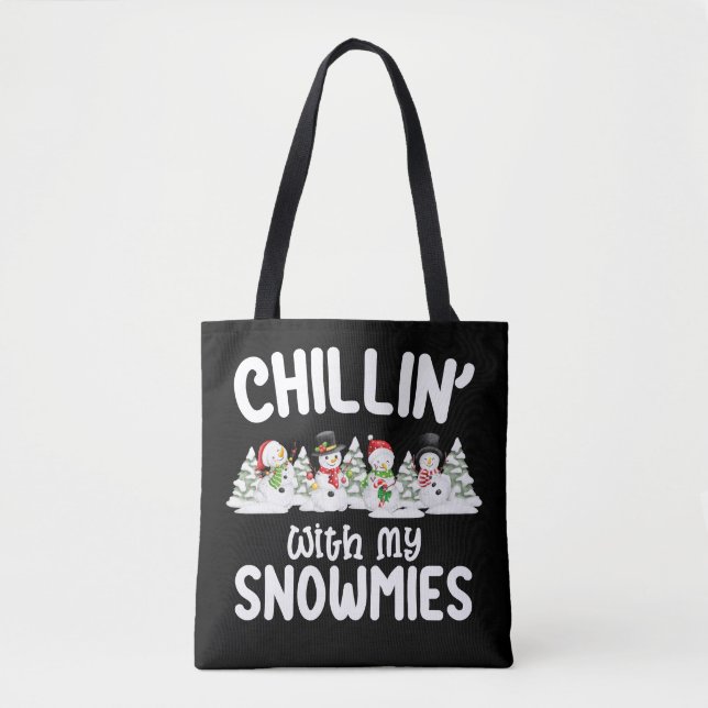 Bolso De Tela Chillin con mis Navidades Snowmie (Anverso)