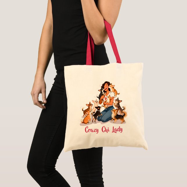Bolso De Tela Chimigos - Crazy Chi Lady - Chihuahua  (Anverso (producto))