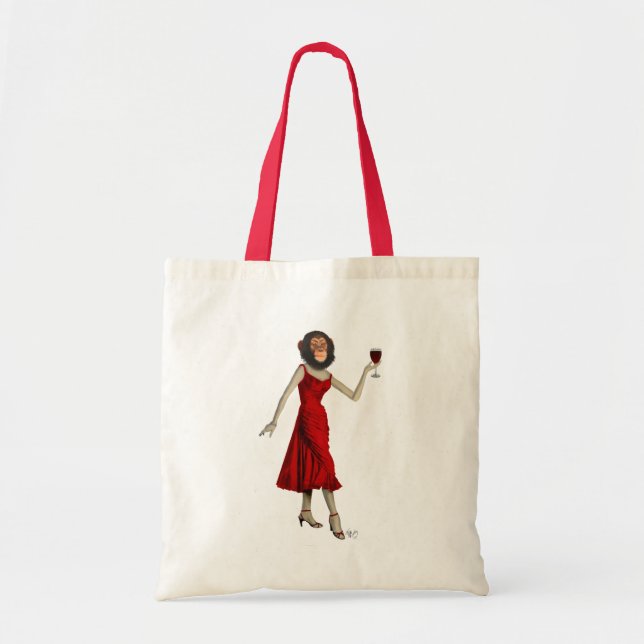 Bolso De Tela Chimpancé Con Vino (Frente)