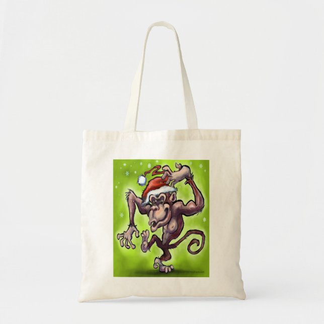 Bolso De Tela Chimpanzee Christmas (Frente)