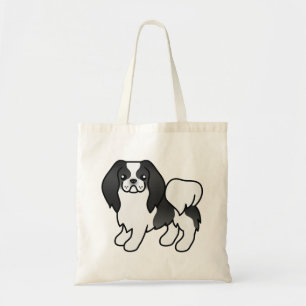 Bolso De Tela Chin Japonés Blanco Y Negro Perro De Dibujos Anima