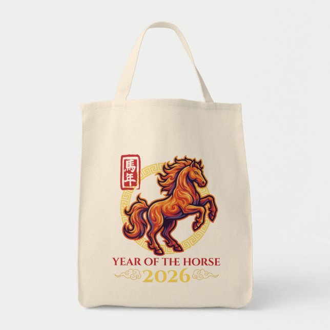 Bolso De Tela Chinese New Year of The Fire Horse 2026 - Asian (Frente)